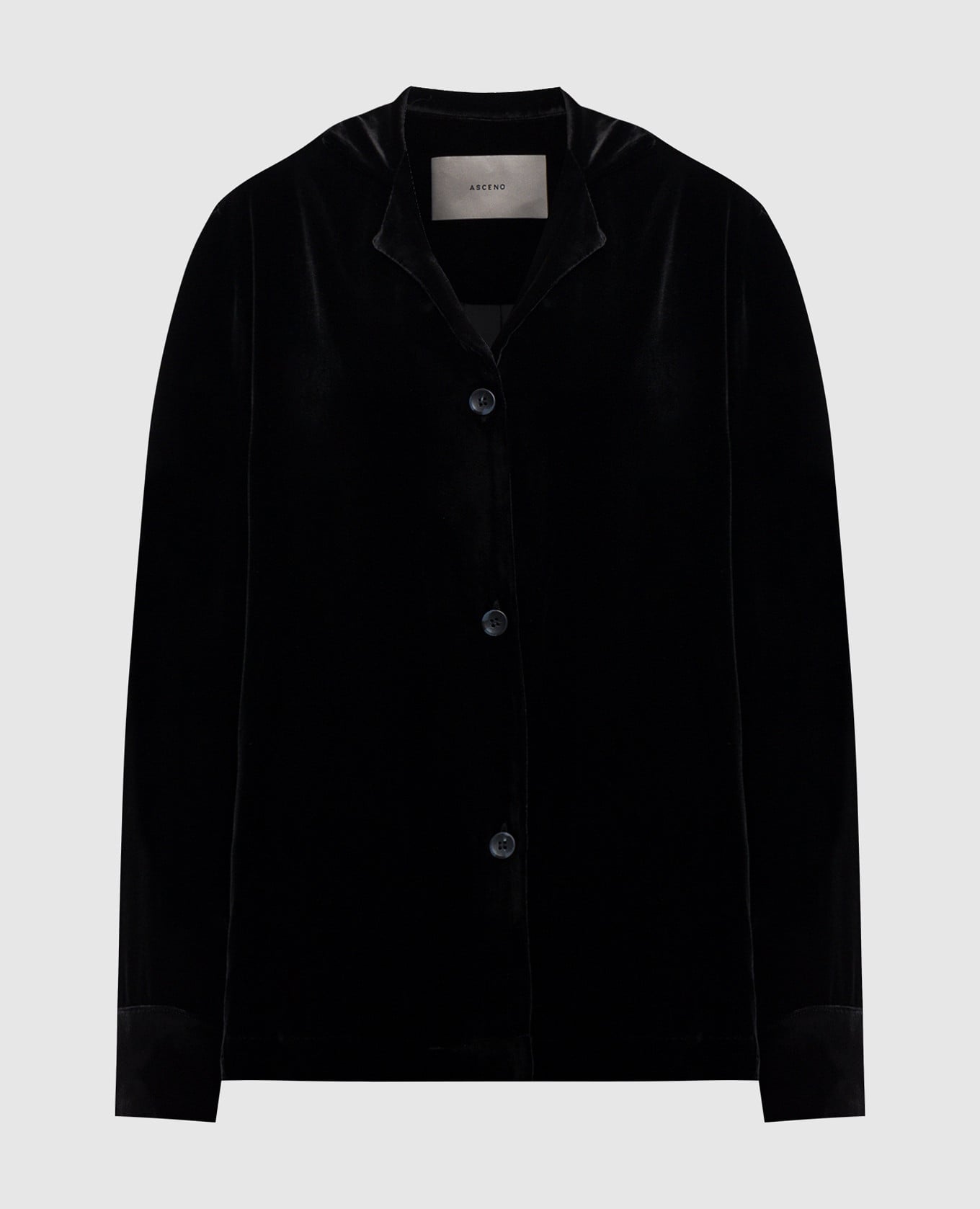 Черная бархатная пижамная рубашка Calabasas с шелком