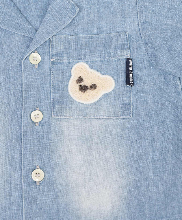 Palm Angels Дитяча синя сорочка з нашивкою PGDX002S26DEN001 зображення 3