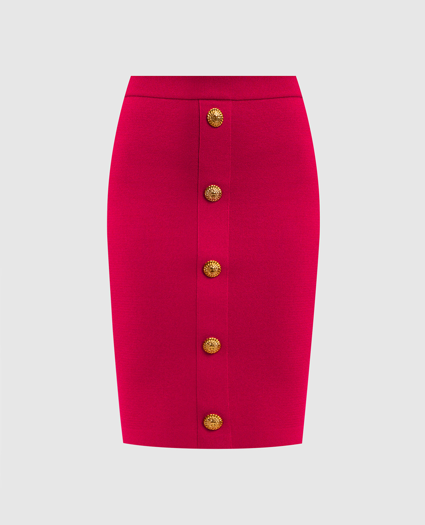 Красная карандашная юбка с брендовыми заклепками
