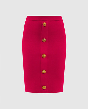 Balmain Красная карандашная юбка с брендовыми заклепками GF1LC018KJ43