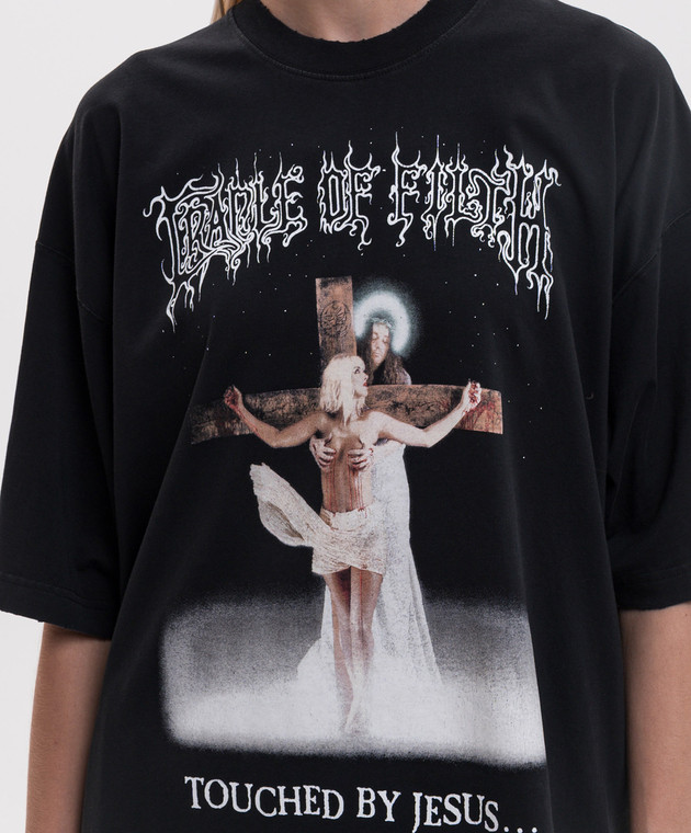 Vetements Черная футболка с брендовым принтом MH27TR209Bw изображение 5