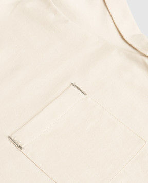 Brunello Cucinelli Дитяча бежева футболка з ланцюжком моніль B0T81T458C