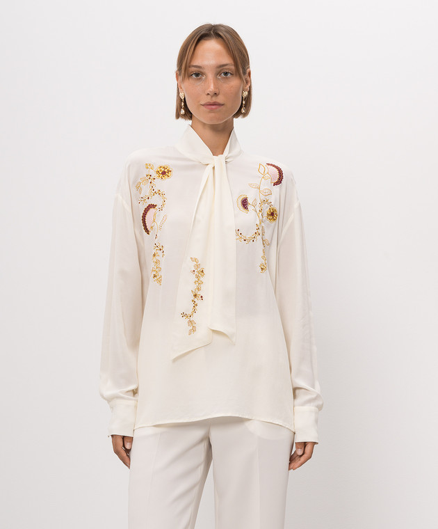 Twinset Блуза цвета айвори с вышивкой 262AP2241 изображение 3