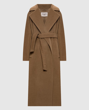 Max Mara Weekend Коричневое пальто TEMPERA на запах с шерстью альпаки WKDTEMPERA