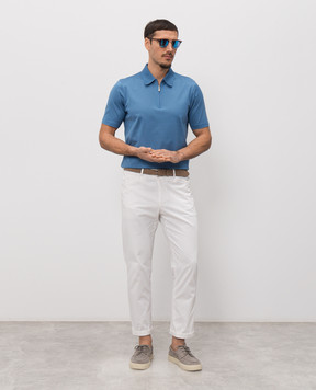 Enrico Mandelli Голубое поло с нашивкой логотипа 3K057A5677