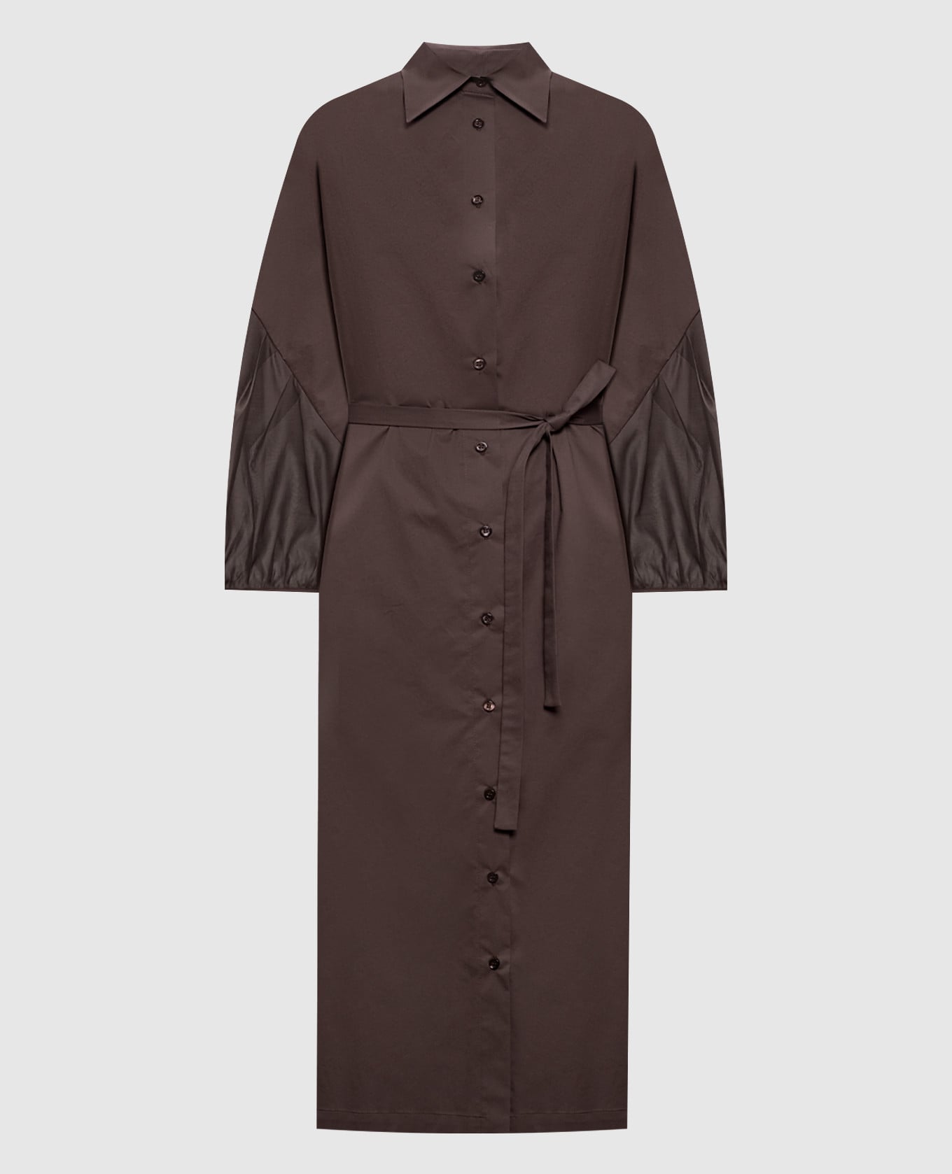 Коричневое платье-рубашка