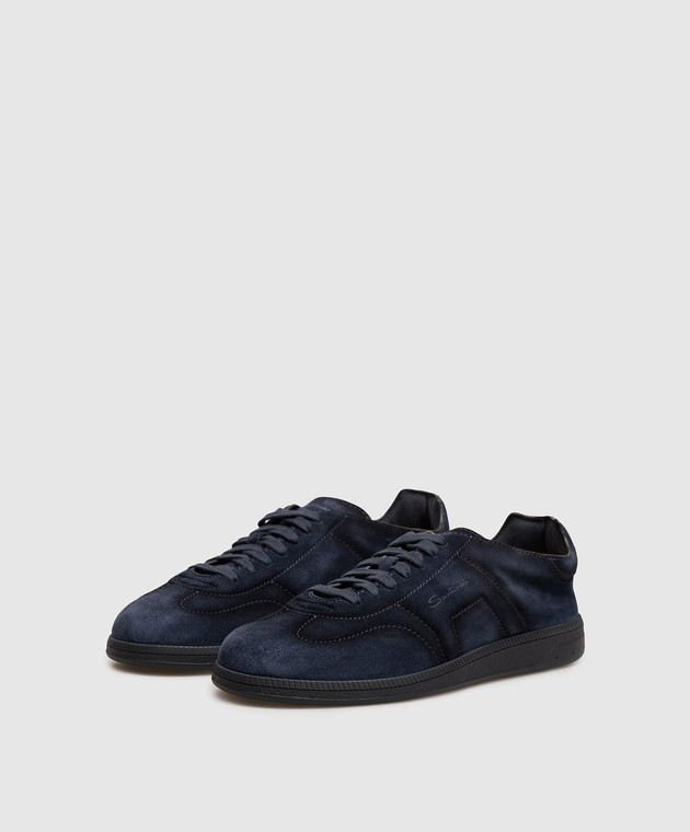 Santoni Синие замшевые кроссовки с тиснением логотипа MBPL22072OCATSE2 изображение 2