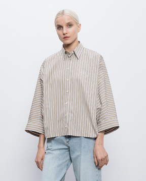 Brunello Cucinelli Бежевая рубашка в полоску MH749MX716