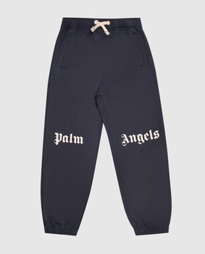 Palm Angels Детские синие джоггеры с принтом логотипа F6PAJBFP016