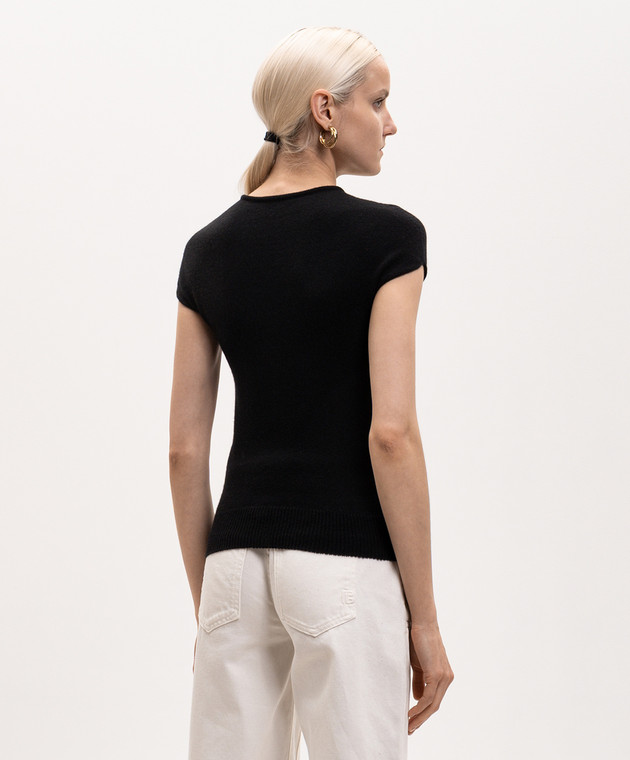 Balmain Черный топ из шерсти HF1ALB45KI87 изображение 4