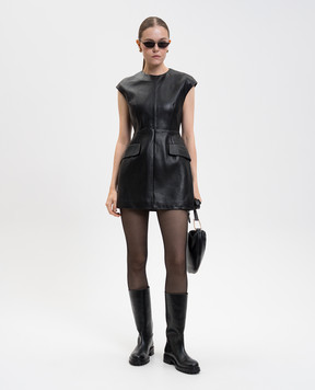 Max Mara Sportmax Чорна шкіряна сукня-футляр міні TEFRITE TEFRITE02