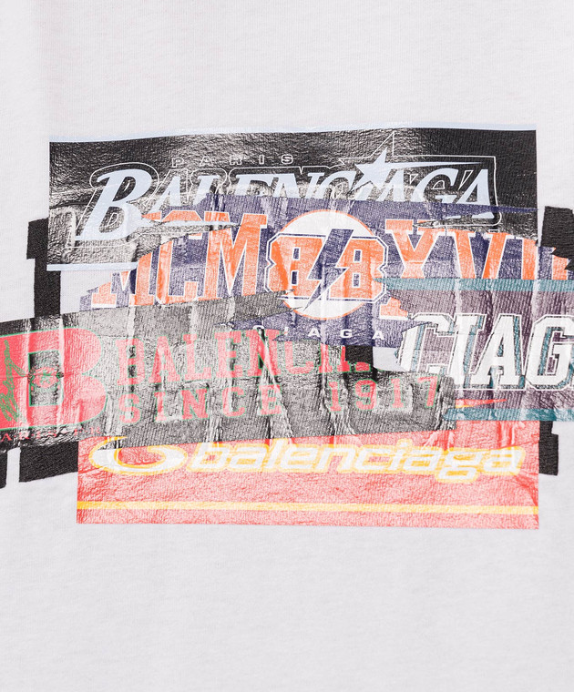 Balenciaga Футболка цвета айвори с принтом 764235TUVS3 изображение 5
