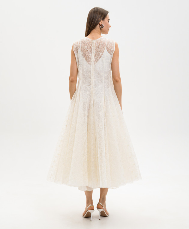 Marc Le Bihan Сукня з шовком з квітковою вишивкою кольору айворі 2166 зображення 4