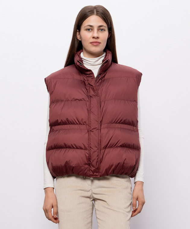 Brunello Cucinelli Бордовый стеганый пуховой жилет MD5987612P изображение 3