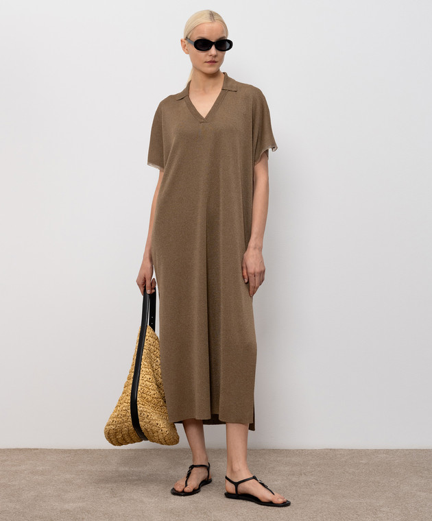 Fabiana Filippi Коричнева сукня з люрексом ABD276F604M109 зображення 2