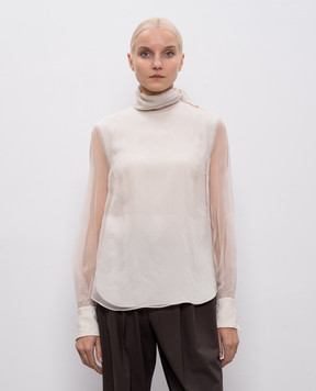 Brunello Cucinelli Белая блуза из шелка MF940ED814