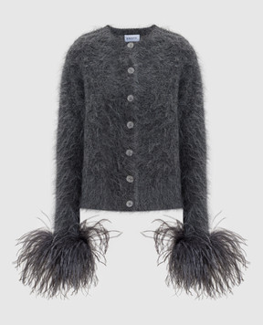16Arlington Сірий кардиган Alena з вовною альпаки та пір'ям страуса K125SS2602