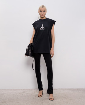 Vetements Черная футболка Paris без рукавов ME76TR198B