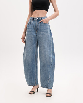 Alexander Wang Синие джинсы-бананы с логотипом из кристаллов 4DC1264111