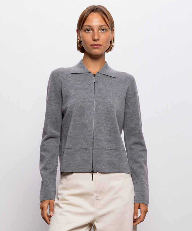 Max Mara Серый кардиган из шерсти MMLSNACK изображение 2