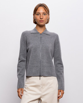 Max Mara Серый кардиган из шерсти MMLSNACK