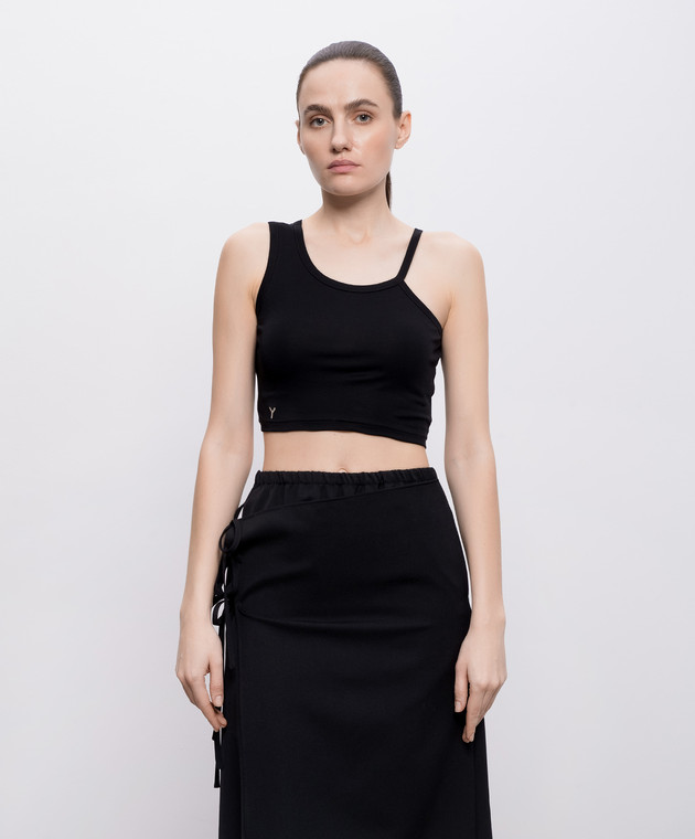 Y`S Yamamoto Черный топ с вышивкой монограммы YKT01060 изображение 3