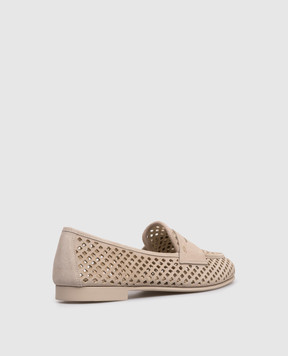 Santoni Бежевые замшевые лоферы WUVD72037GOMTRFK