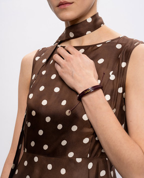 Saint Laurent Бордовый кожаный браслет CASSANDRE 820441AAF94