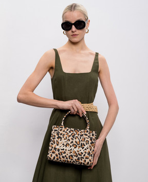 Twinset Бежева сумка-тоут в леопардовий принт 261TB7290