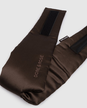 Dore & Rose Коричнева маска для сну із шовку з логотипом DEEPSLEEPMASK