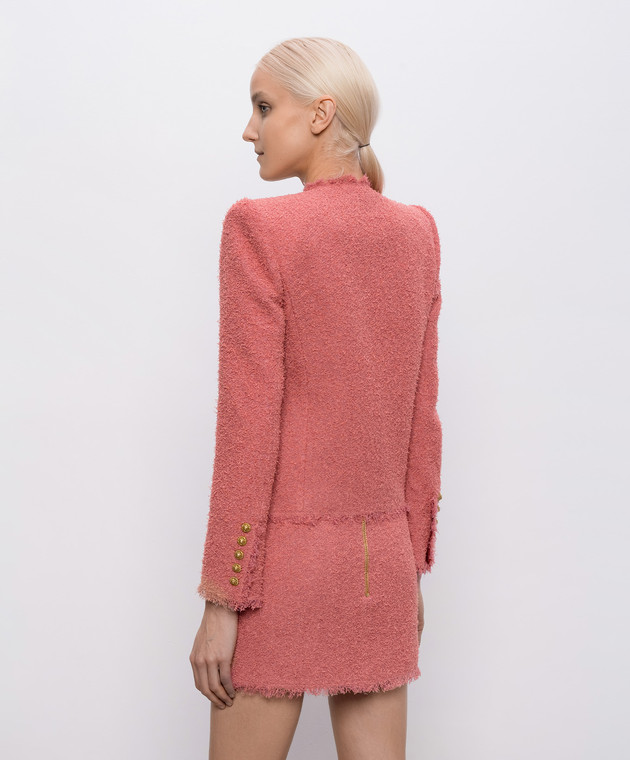 Balmain Розовый твидовый жакет с шерстью GF0SM508WD60 изображение 4
