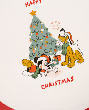 Disney Біла обідня керамічна тарілка Mickey and Pluto DN25330