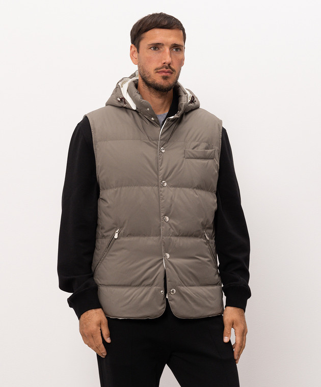 Brunello Cucinelli Серый пуховой жилет MV4081628 изображение 3