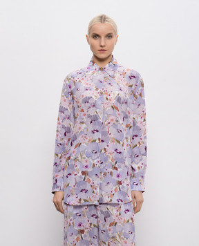 Balmain Фиолетовая блуза из шелка в цветочный принт GF1HS435SF37