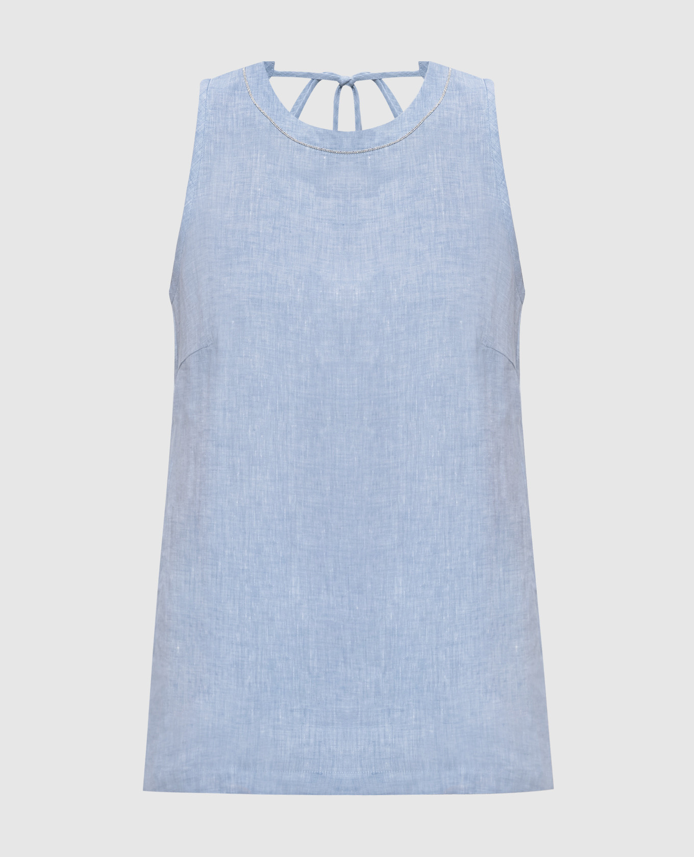 Блакитний топ з льону