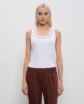 Brunello Cucinelli Білий топ в рубчик MG902BW710