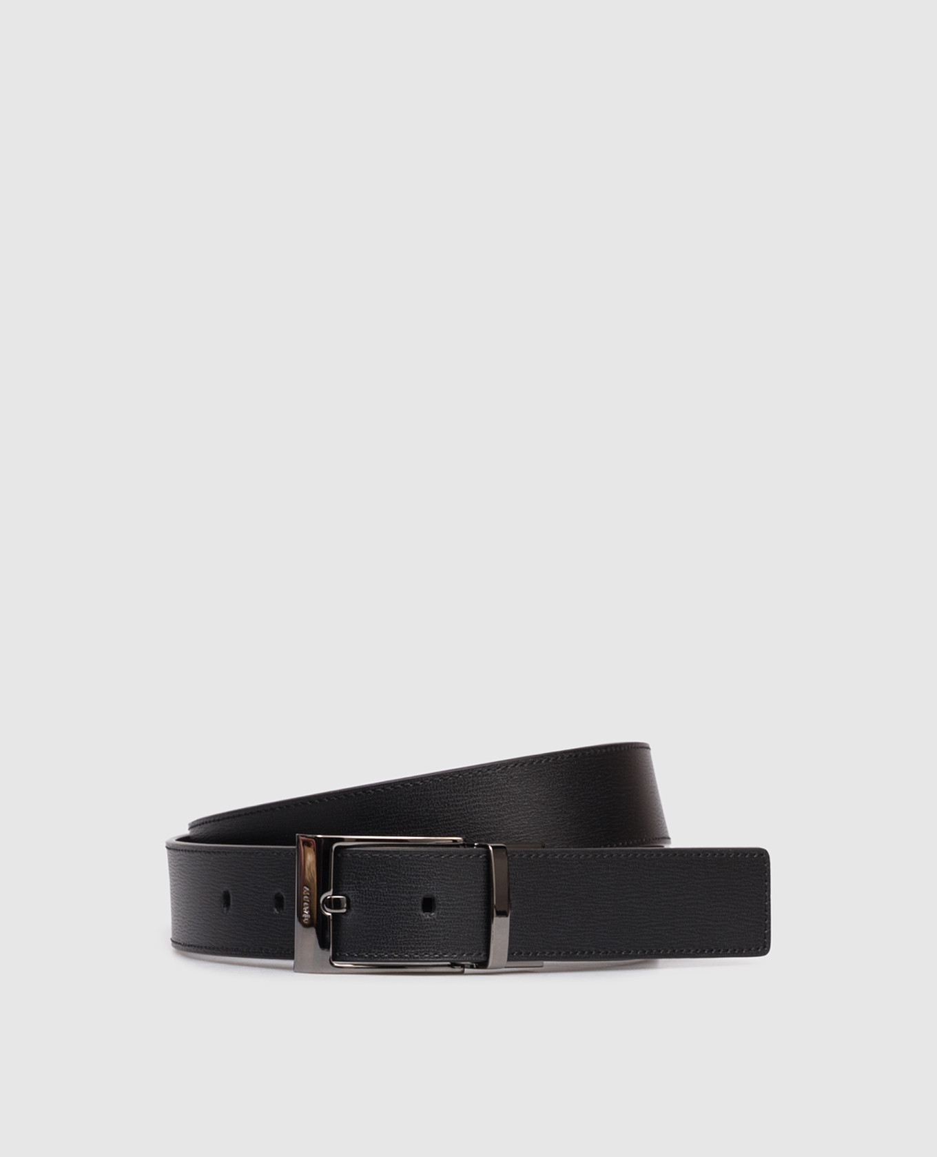 

Кожаный двухсторонний ремень с логотипом, Черный, Ремни