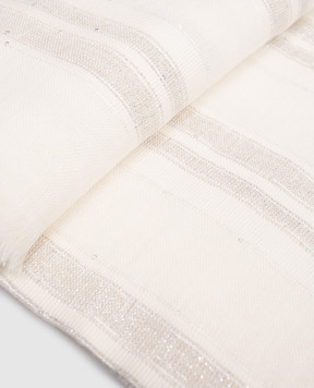 Peserico Білий шарф з льоном в смужку S31546C0CC827