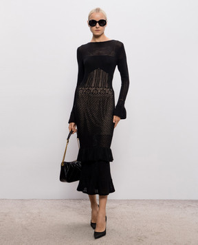 Twinset Чорна сукня міді з вовною 262TP3070