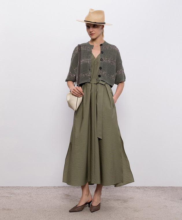 Brunello Cucinelli Зелений укорочений кардиган з паєтками M58772826 зображення 2