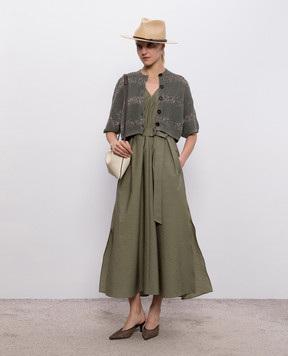 Brunello Cucinelli Зелений укорочений кардиган з паєтками M58772826