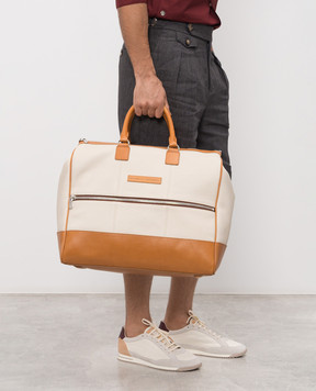 Brunello Cucinelli Бежева шкіряна дорожня сумка Boston MBATBU431