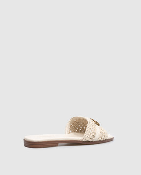 Twinset Бежеві шльопанці з гравіюванням логотипа 261TGT044