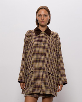 Twinset Бежевый парка с шерстью в узор 262LI2BAA