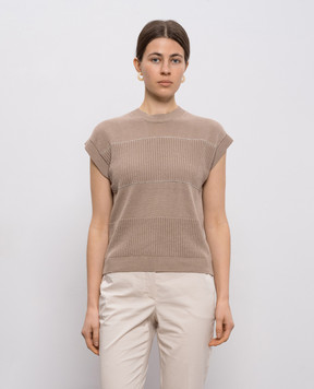 Peserico Коричневий топ з льоном S99138F0709056