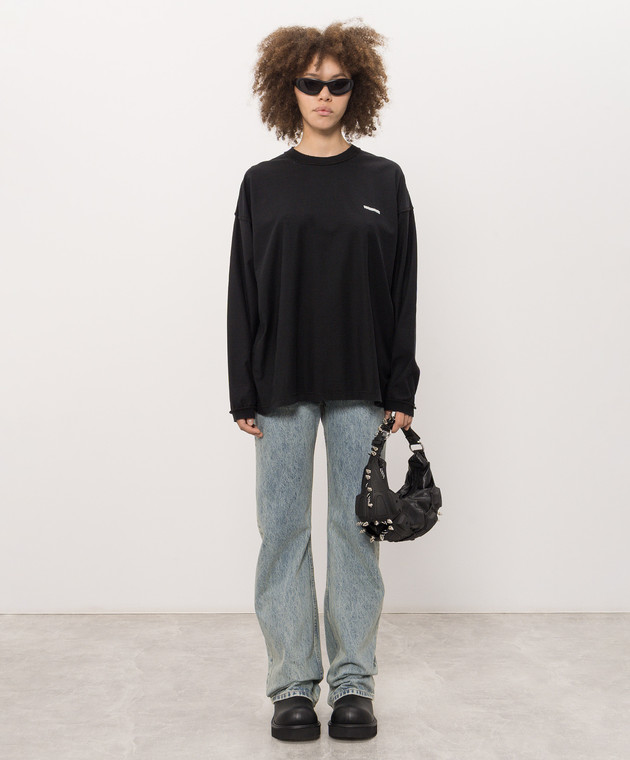 Vetements Чорний лонгслів з ефектом вивороту MH27LS219B зображення 2