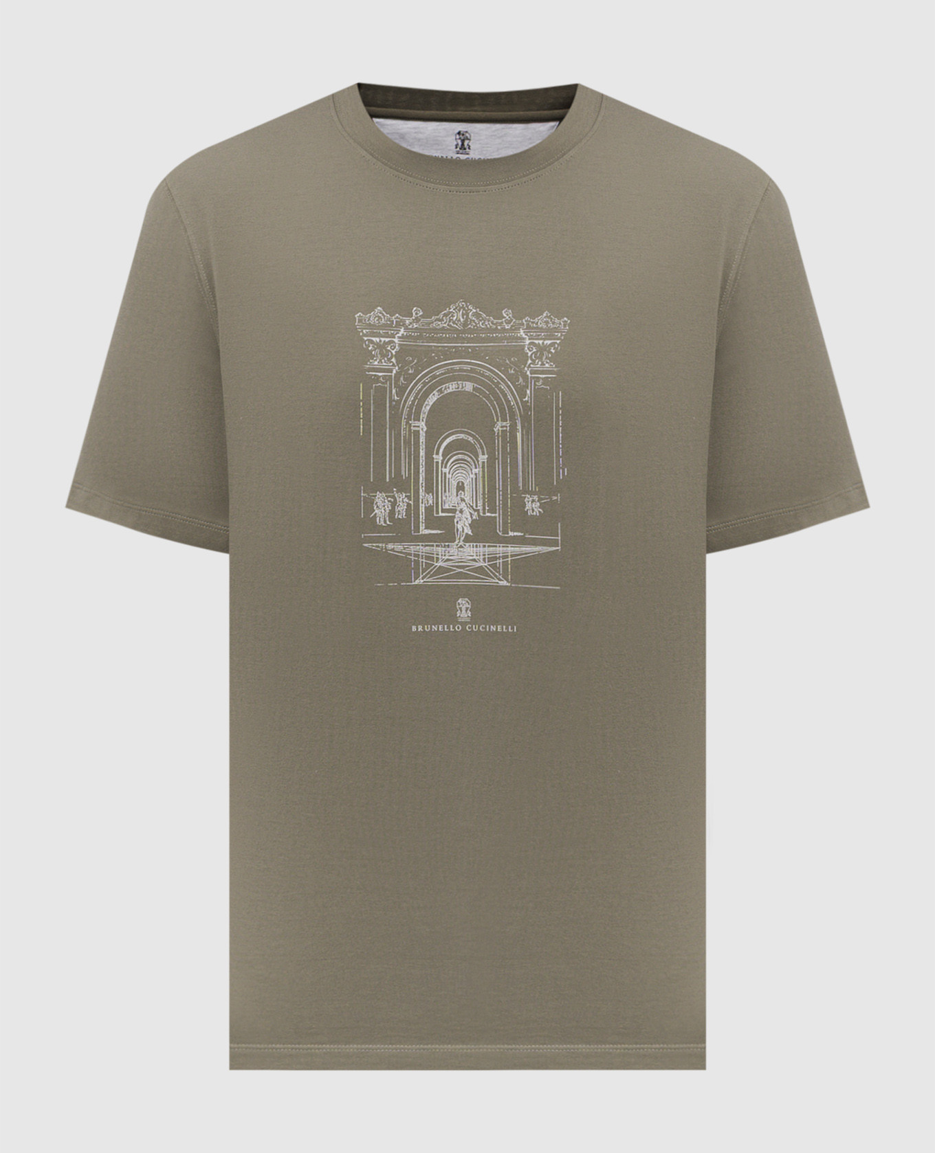 Футболка цвета хаки с принтом