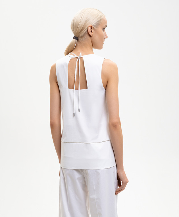 Peserico Білий топ з ланцюжком моніль S0871801979 зображення 4