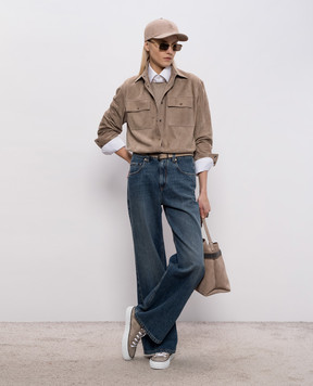 Brunello Cucinelli Коричневый джемпер с кашемиром и шелком с люрексом M41800008