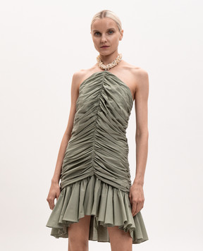 Balmain Зеленое платье с драпировкой GF0R3385CG68
